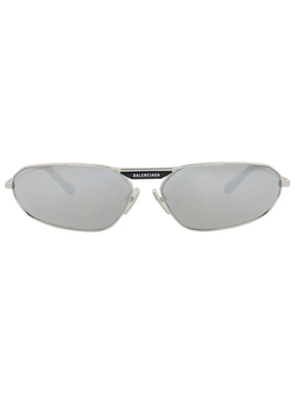 New Balenciaga Women's Sunglasses Shield Wrap Metal Frame Mens Silver Silver